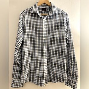 UNTUCKIt Mens White Blue Plaid button down size Medium Sardinian checker